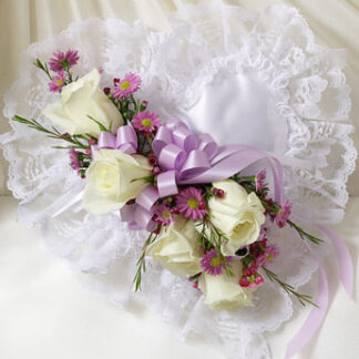 Lavender and White Satin Heart Casket Pillow