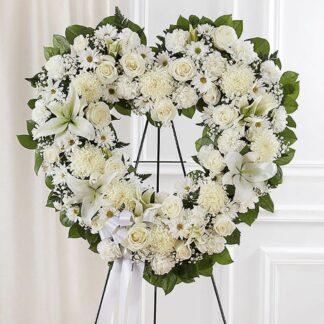 Always Remember White Floral Heart Tribute