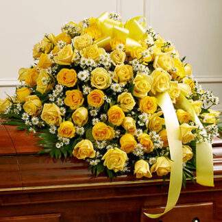 Cherished Memories Yellow Rose Half Casket Spray